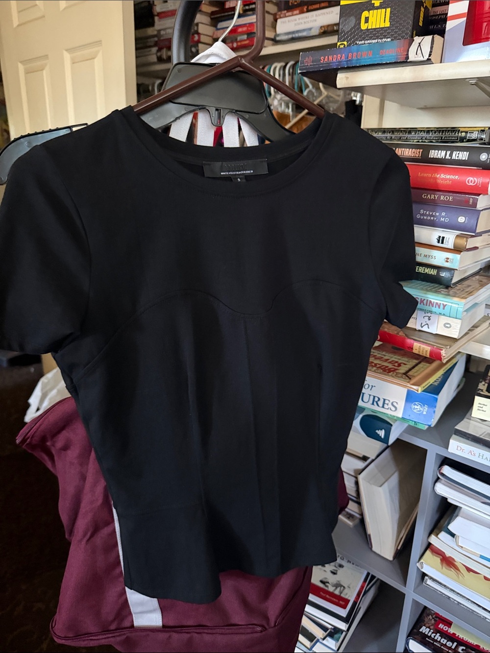 White House Black Market Black Short Sleeve Crewneck Top